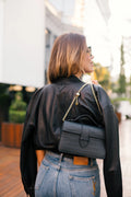 Chez La Mer Lille Bag Crocodile Black leather