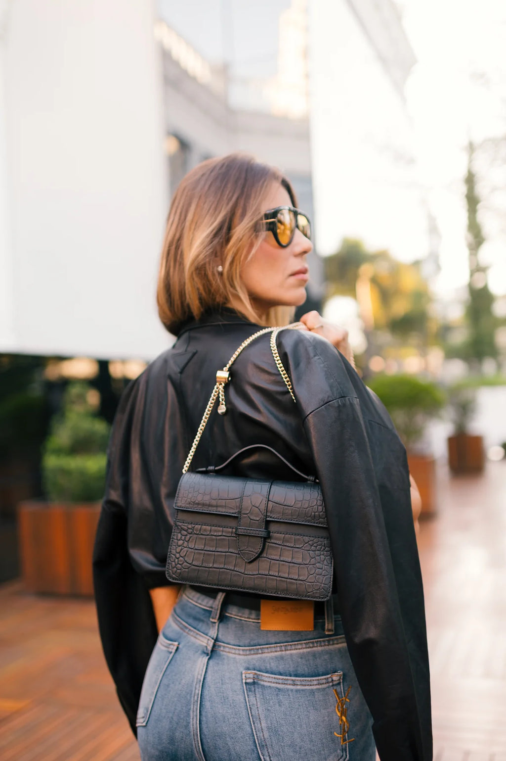 Lille Bag Crocodile Black