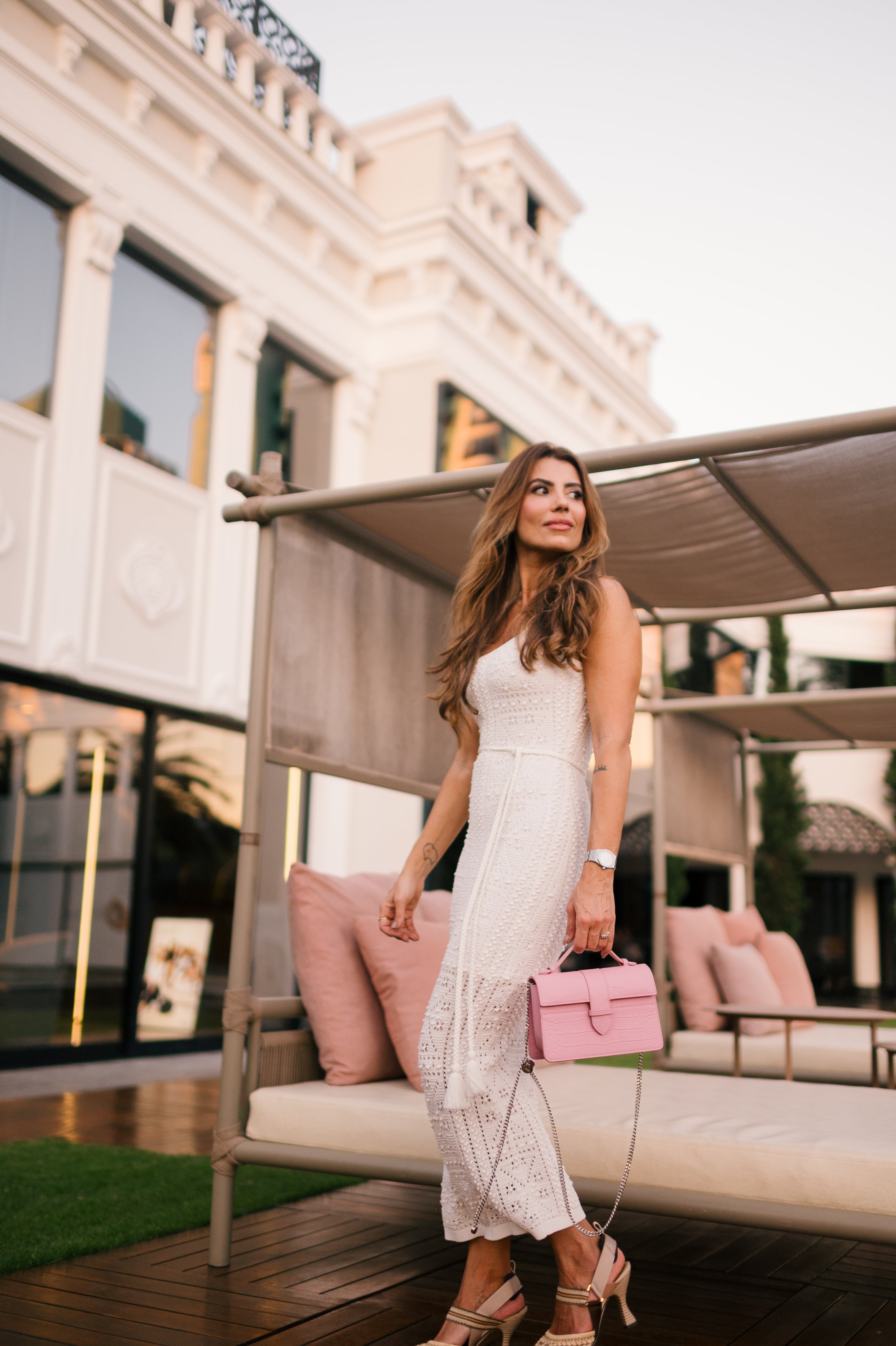 Chez La Mer Lille Bag Crocodile Pink leather