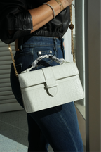 Chez La Mer Lille Bag Crocodile White leather
