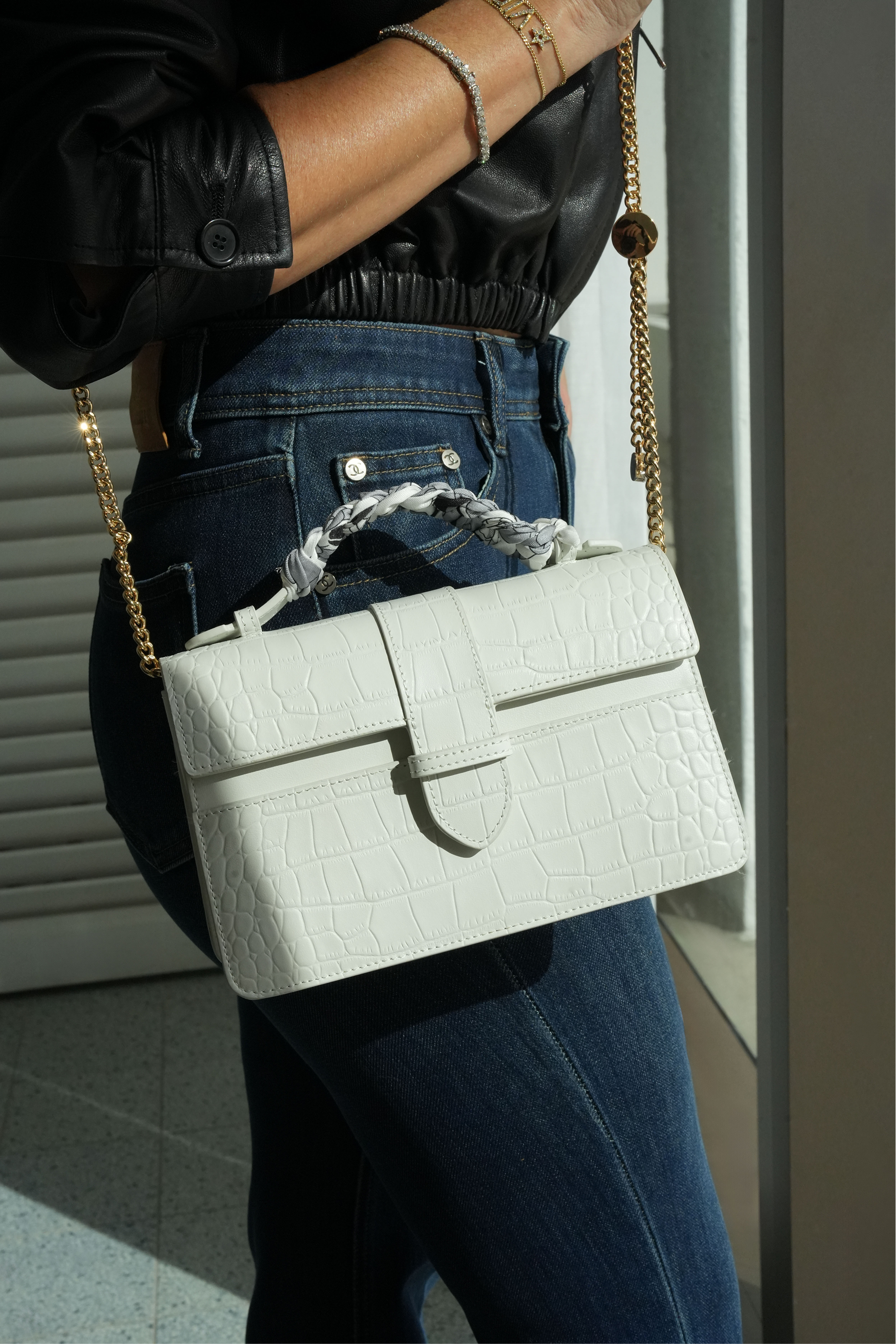 Lille Bag Crocodile White
